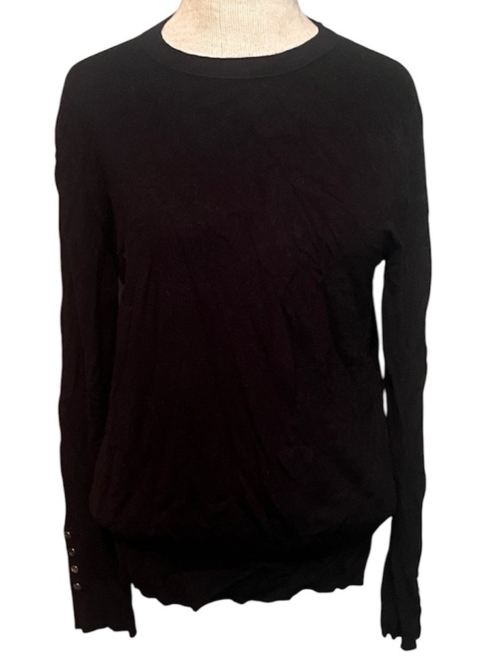 Zara Black Long-Sleeve Crewneck Sweater Large